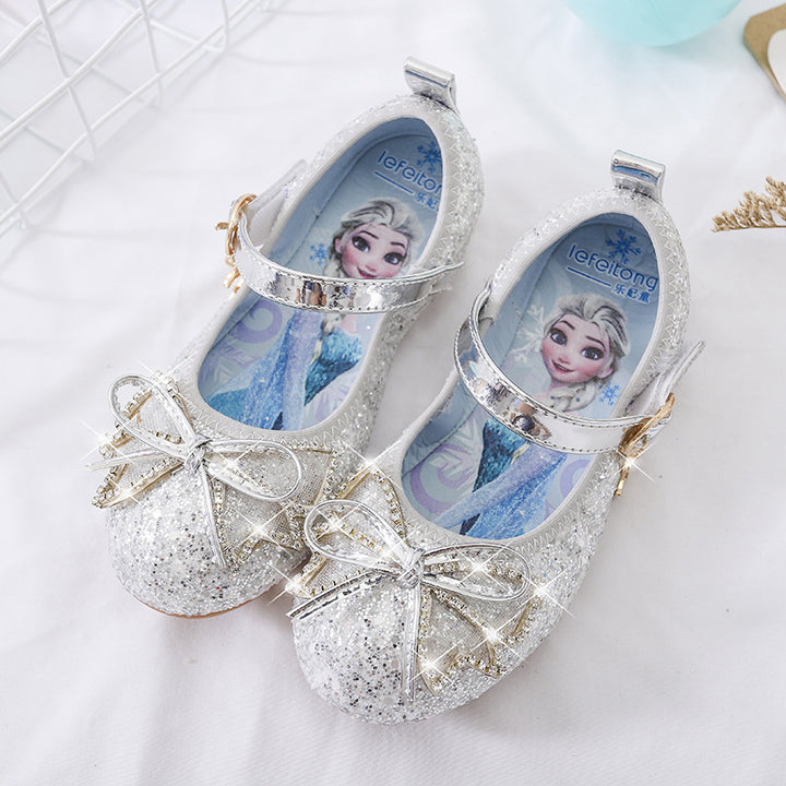 Girl Glittering Ballerina Shoes with Bow and Rhinestone Decorations Mune Fashion