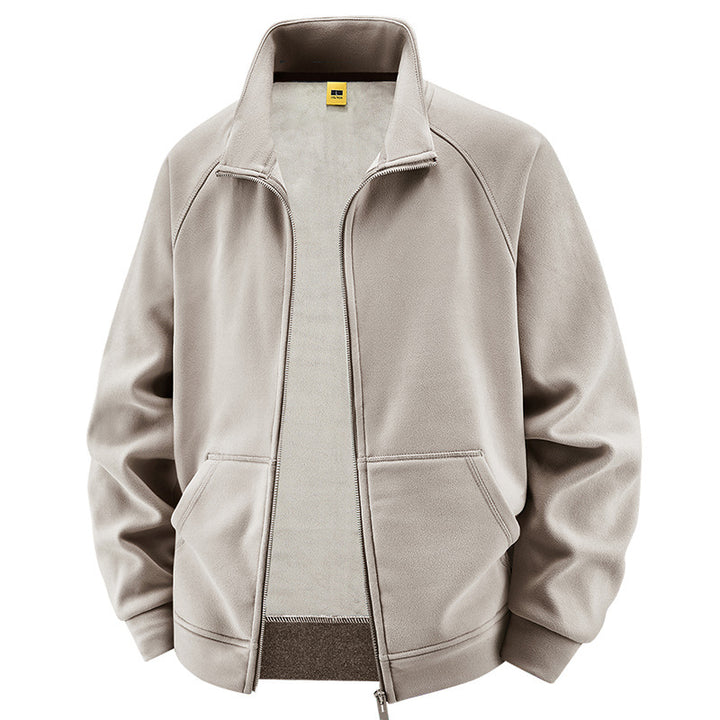 Men's Insulated Plush Lined Sweat Jacket with Stand-Up Collar and Concealed Inner Pockets Mune Fashion