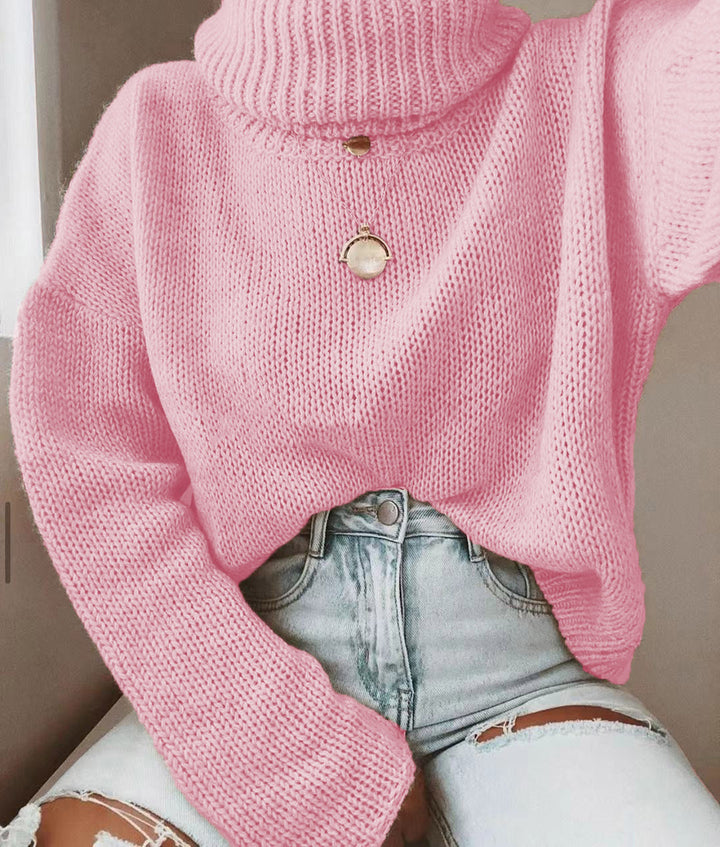 Women's Oversized Turtleneck Sweater Coarsely Knitted with Loose Fit Mune Fashion