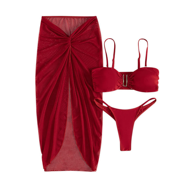 Women's Bikini Set with Elegant Wrap Skirt and Adjustable Straps Mune Fashion