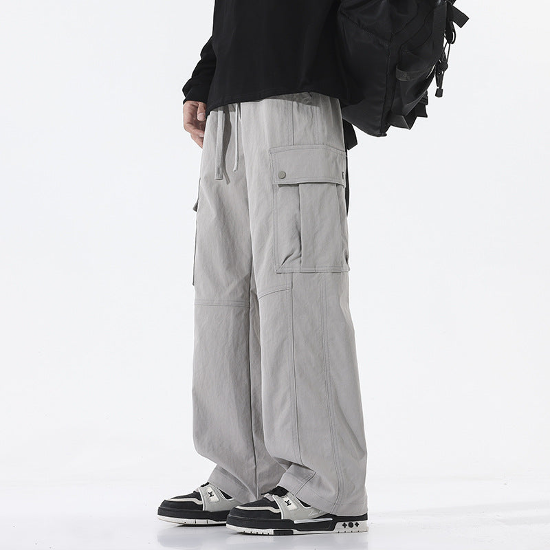 Men's Oversized Cargo Pants in Utility Style with Drawstring Waistband and Large Flap Pockets Mune Fashion