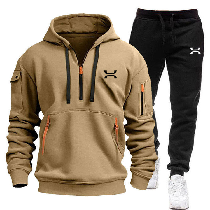 Men's Sporty Hoodie and Tracksuit Set with Functional Pockets and Sporty Cut Mune