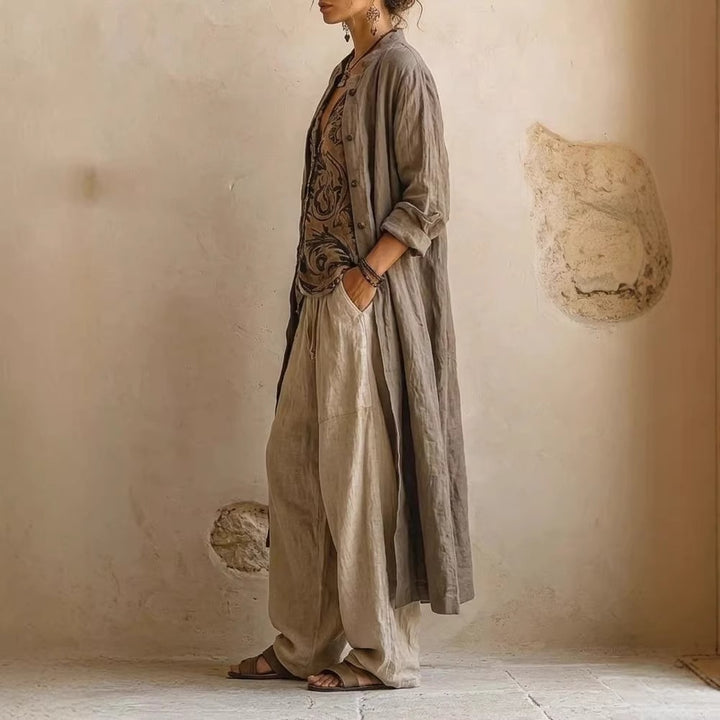 Women Casual Linen Pants with High Waist Mune Fashion