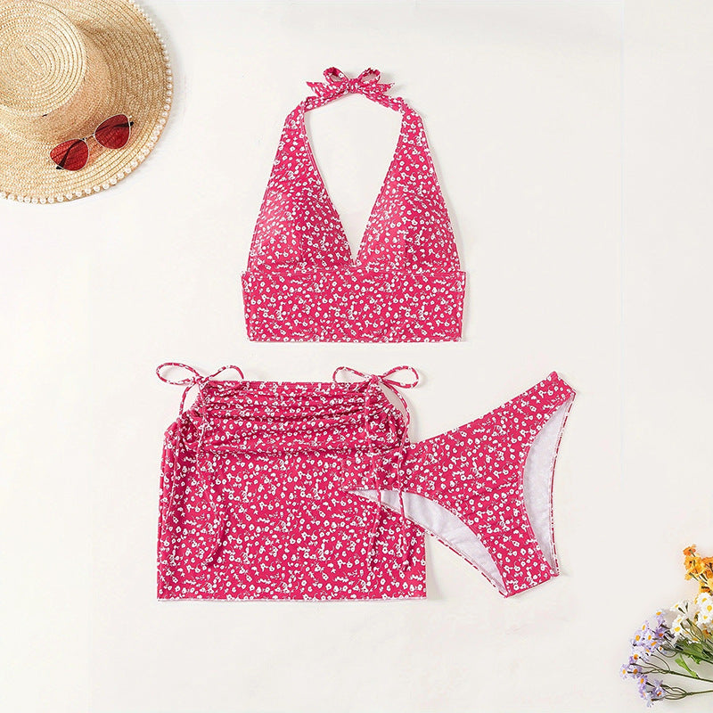 Women's bikini set with floral halter neck design Mune Fashion