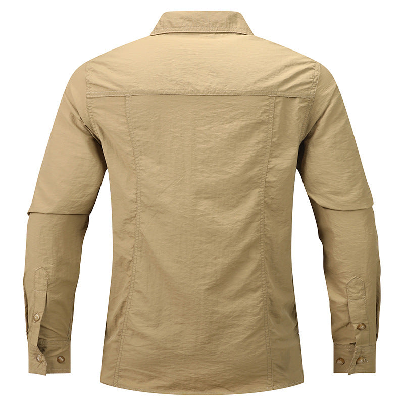 Men's lightweight utility outdoor shirt with raised flap chest pockets and roll-up sleeves Mune Fashion