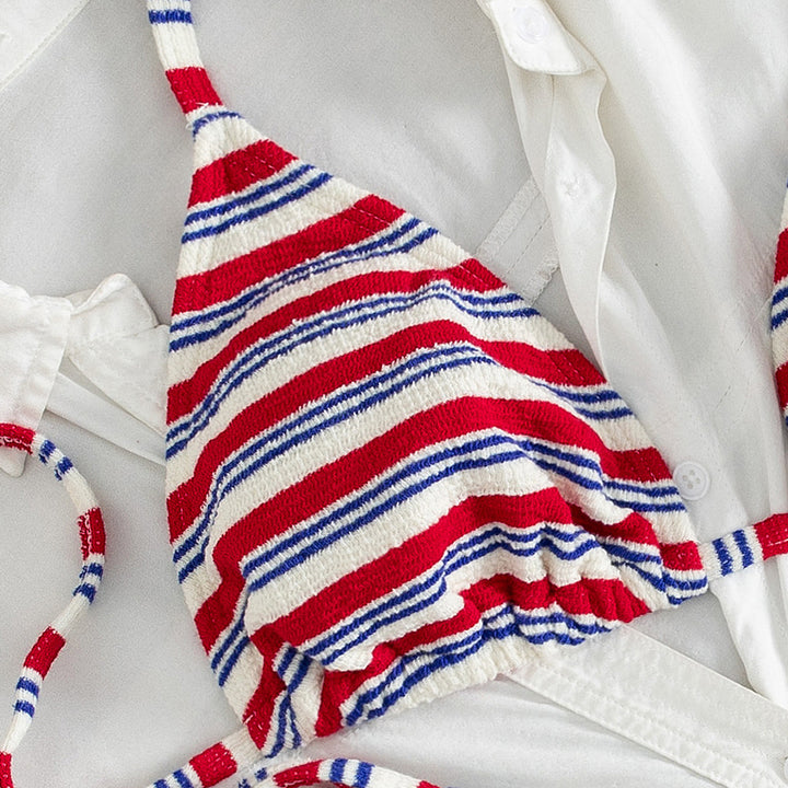 Women's Triangle Bikini with playful striped pattern Mune Fashion