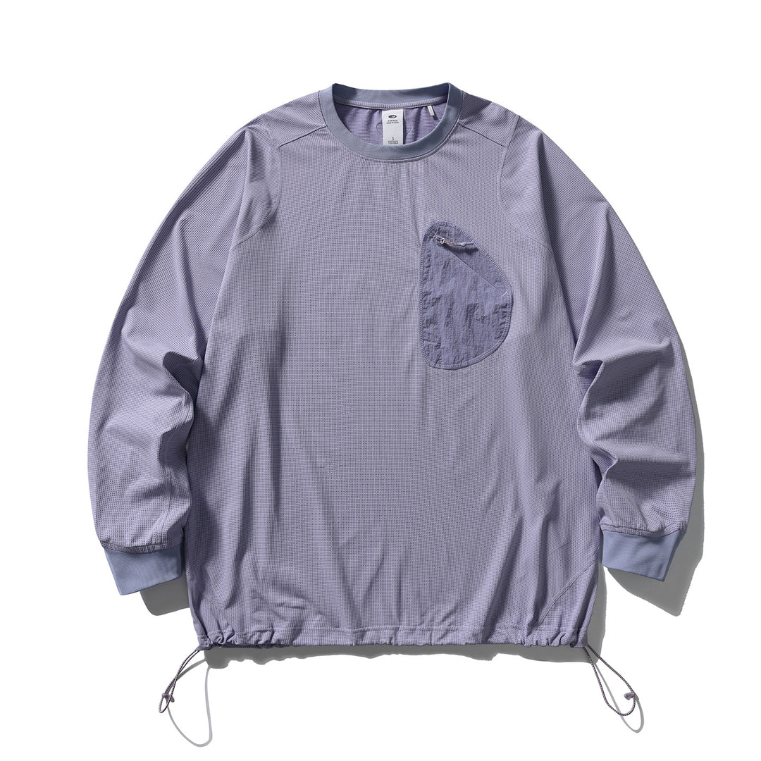 Unisex Lightweight technical crew-neck pullover with chest zip pocket, drawstring hem and ribbed cuffs Mune Fashion
