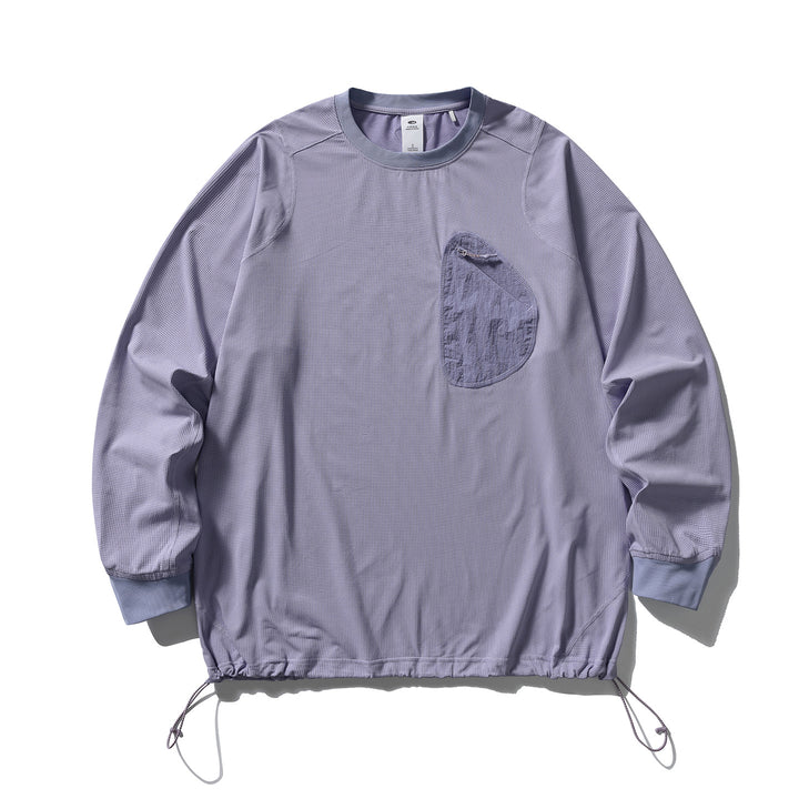 Unisex Lightweight technical crew-neck pullover with chest zip pocket, drawstring hem and ribbed cuffs Mune Fashion