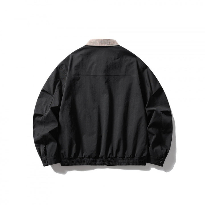 Men's Lightweight Harrington Jacket with Cord Collar and Elastic Hem Mune Fashion