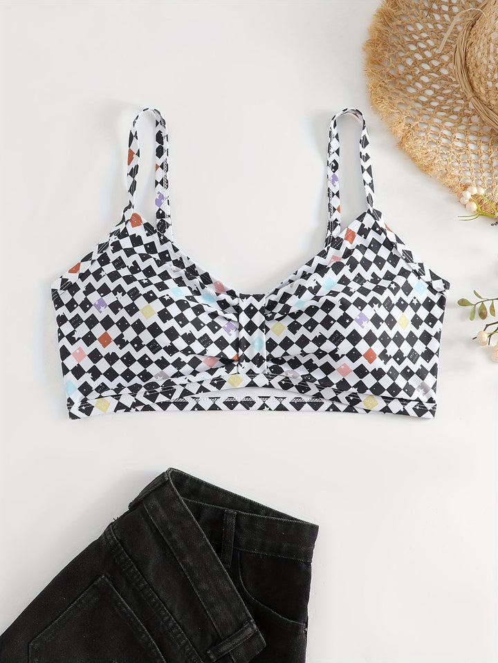 Women's Triangle Bikini Top with Modern Graphic Pattern Mune Fashion