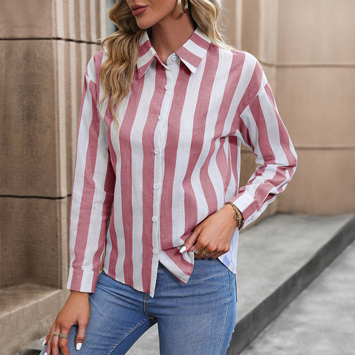 Women Elegant Blouse with Stripes Mune Fashion