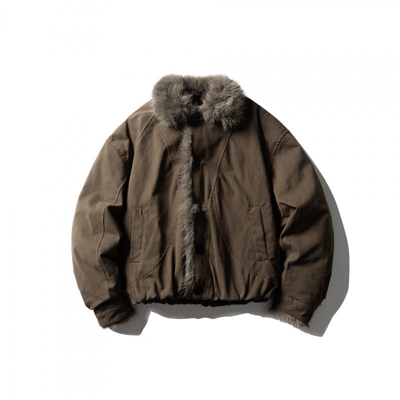 Men's short jacket in boxy bomber style with teddy trim and thermal lining Mune Fashion