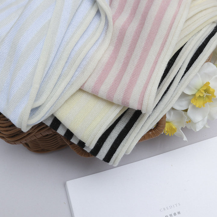 Womens fine striped long sleeve shirt with round neckline made of lightweight jersey Mune Fashion