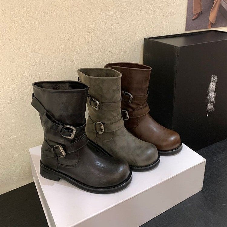 Women Stylish Ankle Boots with Buckle Details Mune Fashion