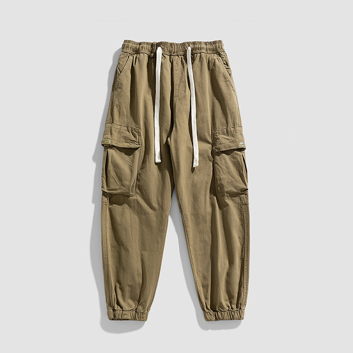 Herren Cargo-Jogger im Military-Style aus Baumwoll-Twill mit Tunnelzugbund und Mehrfachklappentaschen Mune Fashion