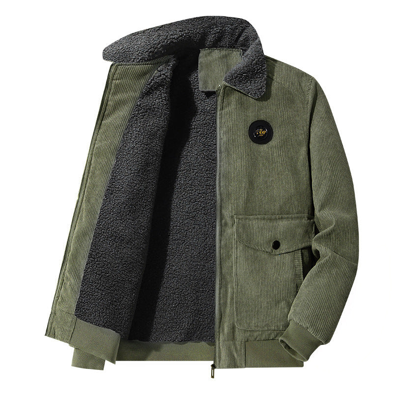 Men's corduroy jacket with teddy lining, shirt collar, and patch pockets Mune Fashion