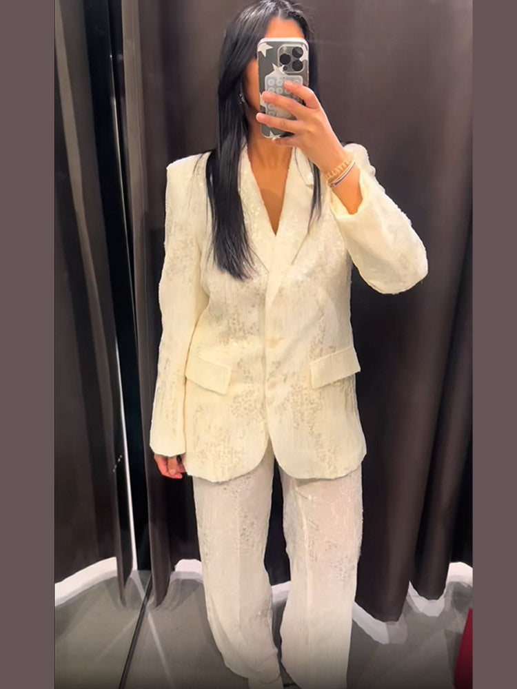 Women's wide sequin pants with high waistband and flowing leg Mune Fashion