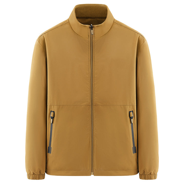 Men's minimalist technical all-weather softshell jacket with stand-up collar and water-repellent zippers Mune Fashion