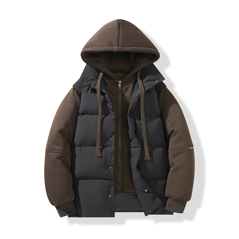 Men's hybrid quilted jacket with integrated hood fleece inner layer Mune Fashion