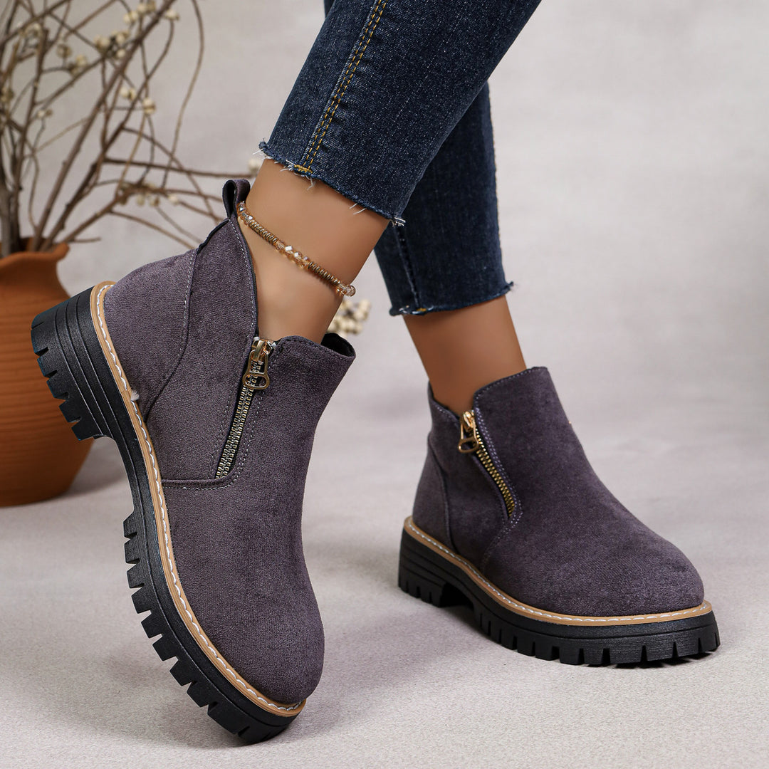 Women Stylish Ankle Boots with Zipper Mune Fashion