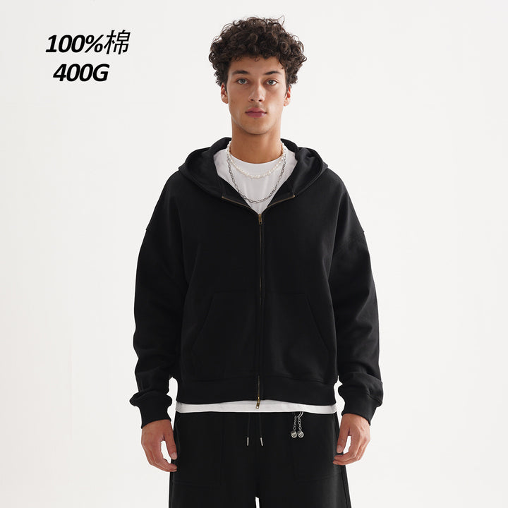 Unisex Zip-up Hooded Jacket in Boxy Cut made of Heavy French Terry Mune Fashion