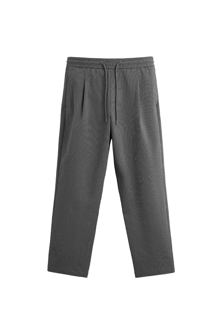 Men's Relaxed-Fit Pleated Trousers with Drawstring and Elastic Waist Mune Fashion