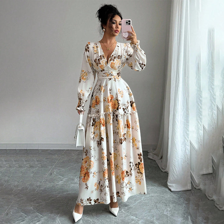 Women's Maxi Dress with Floral Details Mune Fashion