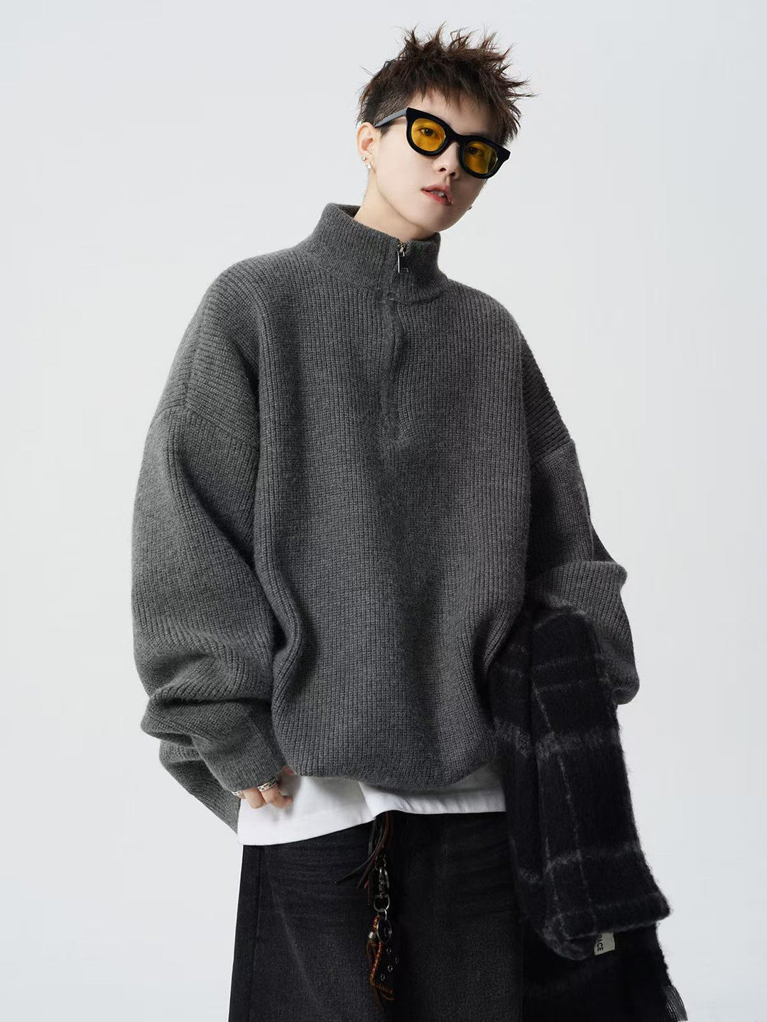 Women's Urban Oversized Sweater with Stand-up Collar Mune Fashion