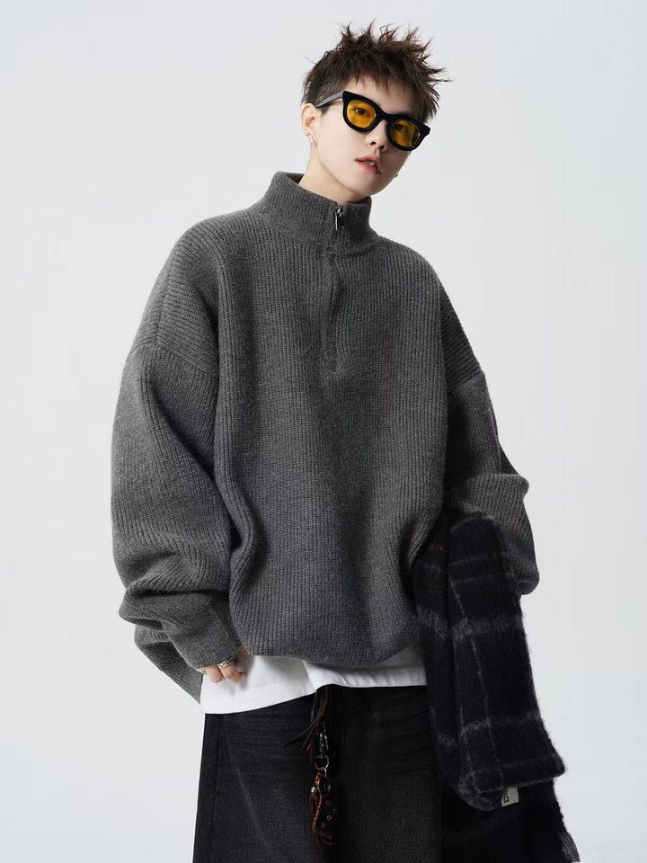 Women's Urban Oversized Sweater with Stand-up Collar Mune Fashion