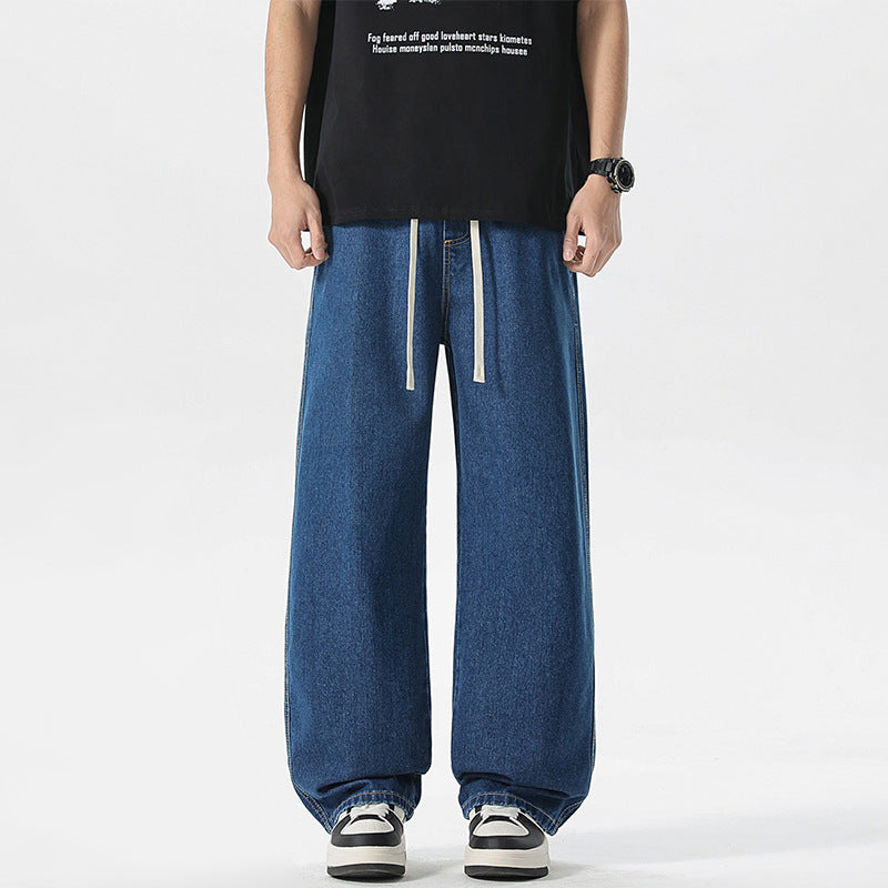 Men's Oversize Denim Baggy Pants with Drawstring and Stonewashed Cotton Mix Mune Fashion