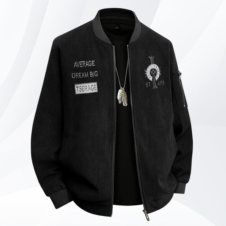 Men's Fashionable Bomber Jacket with Embroidery Mune Fashion