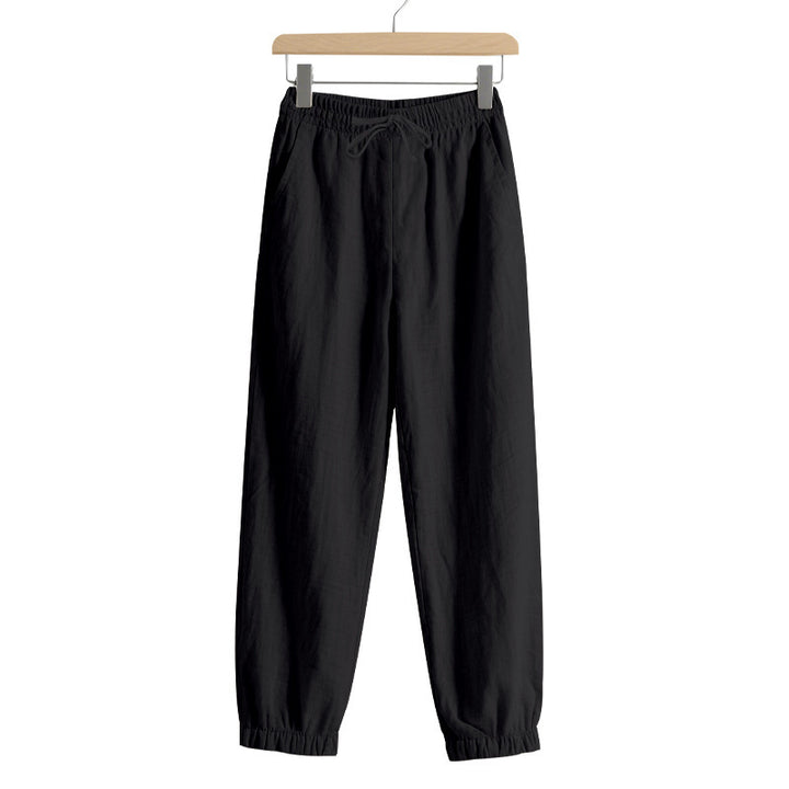 Women's relaxed-fit harem pants made of linenblend with drawstring waist and elastic ankle cuffs Mune Fashion