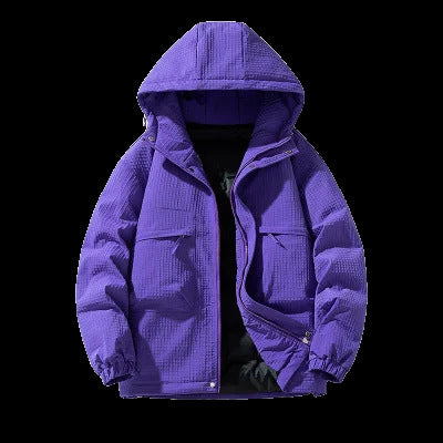 Men's Padded Ripstop Parka with Hood Oversized Cut and Integrated Shoulder Bag Mune Fashion