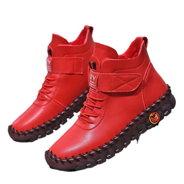 Men's ankle-height casual leather imitation boots with Velcro fastener, padded comfort insole, and profiled rubber outsole Mune Fashion