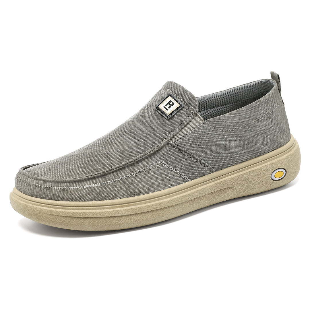 Men's casual canvas slip-on leisure shoe with memory insole and shock-absorbing rubber sole Mune Fashion