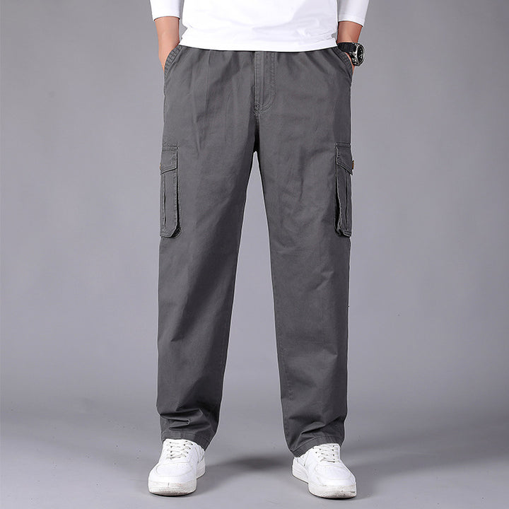 Men's cargo pants in utility style with elastic waistband, straight leg, and patch flap pockets Mune Fashion