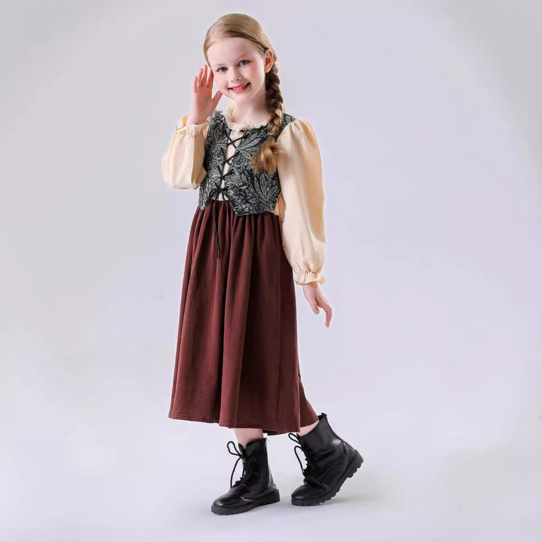 Unisex children's vest in vintage brocade style with floral jacquard pattern Mune Fashion