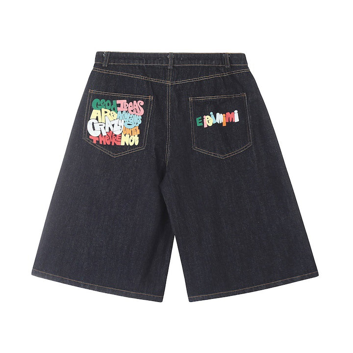 Women's Wide Jeans with Colorful Print Mune Fashion