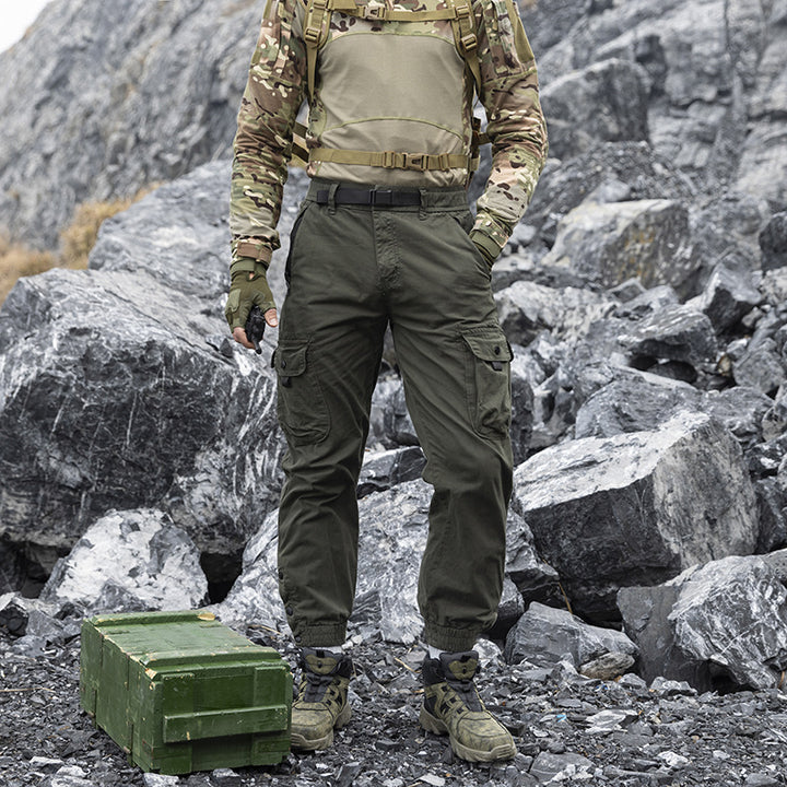 Men's technical utility cargo pants with integrated web belt, zippered pockets, and adjustable leg cuffs Mune Fashion