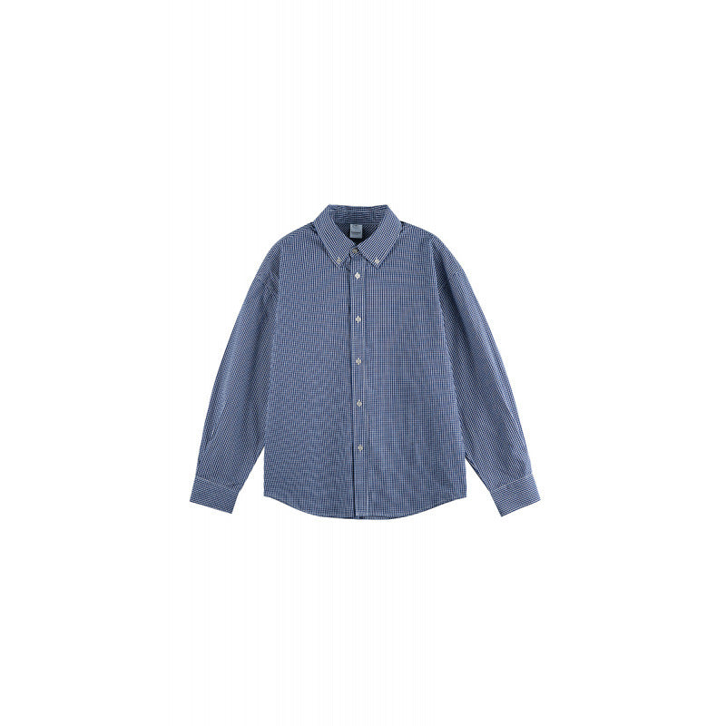 Men's Check Oversize Shirt with Button-Down Collar and Rounded Hem Mune Fashion