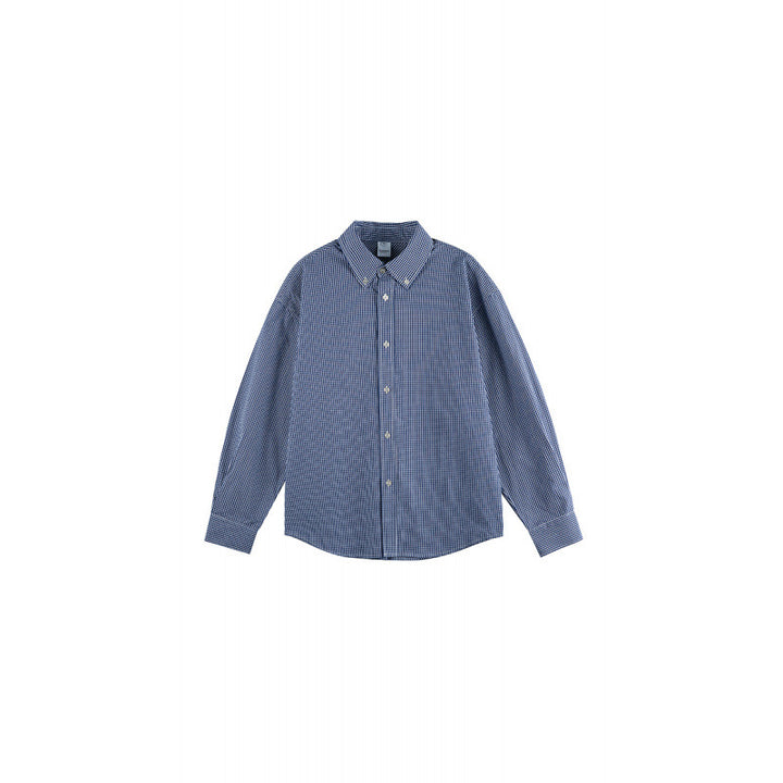 Men's Check Oversize Shirt with Button-Down Collar and Rounded Hem Mune Fashion