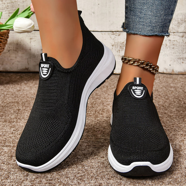 Women's knitted slip-on comfort walking sneaker with sock-like entry and cushioned memory comfort sole Mune Fashion