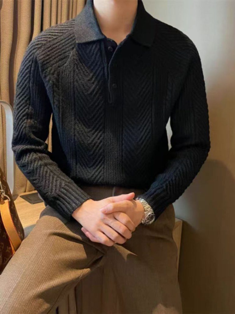 Men's Fashionable Knit Sweater with Quilted Pattern Mune Fashion