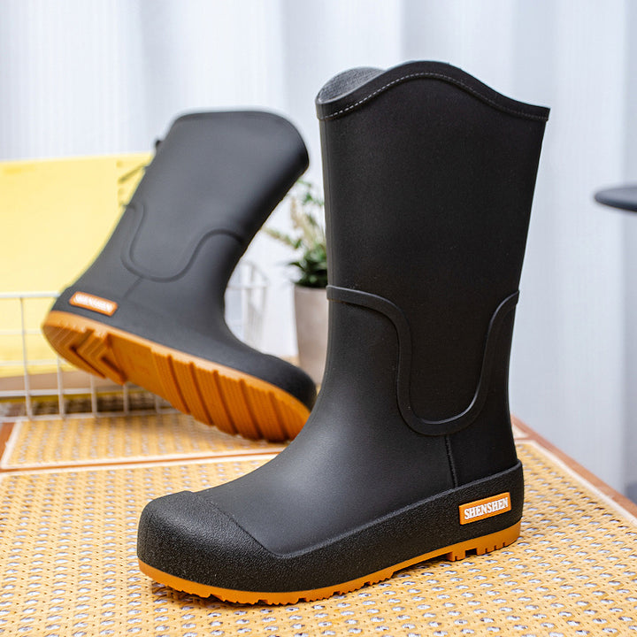 Women mid-height waterproof rubber boots with non-slip tread sole Mune Fashion