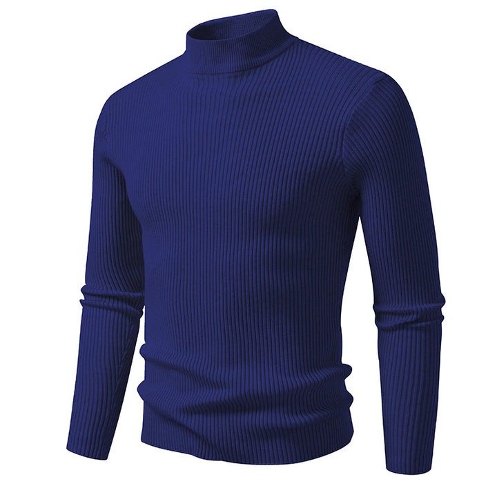 Men's ribbed mock neck pullover narrow fit thermal fine knit Mune Fashion