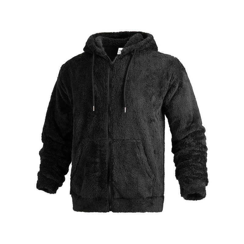 Men's cozy Sherpa hoodie jacket with full zip and kangaroo pockets Mune Fashion