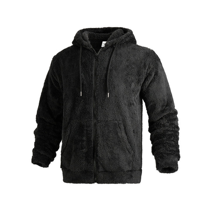 Men's cozy Sherpa hoodie jacket with full zip and kangaroo pockets Mune Fashion