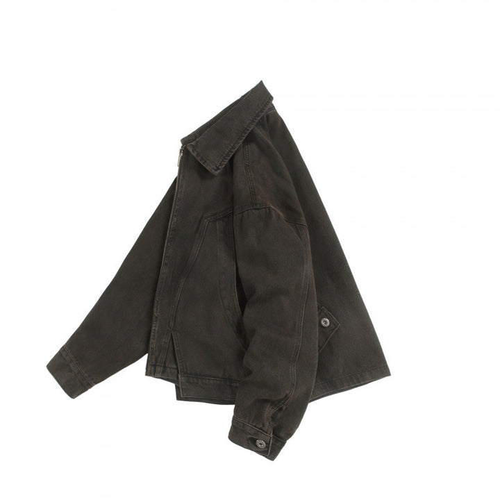 Unisex Boxy Worker Blouson made of washed canvas with a full zipper, shirt collar, and asymmetrical patch pockets Mune Fashion
