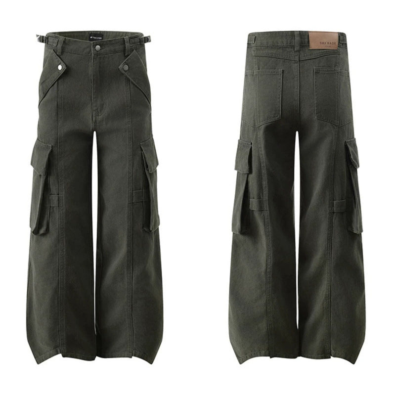 Women's high-waisted wide Cargo culotte pants with multi pockets and adjustable waistband Mune Fashion
