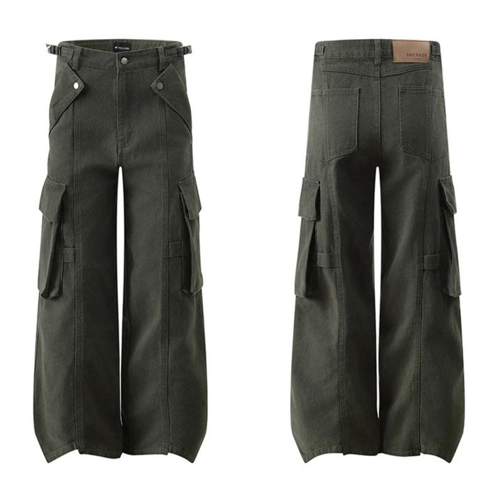 Women's high-waisted wide Cargo culotte pants with multi pockets and adjustable waistband Mune Fashion